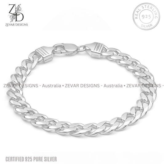 Zevar Designs 925 Silver mens-bracelets Sterling Silver Men’s Curb Bracelet