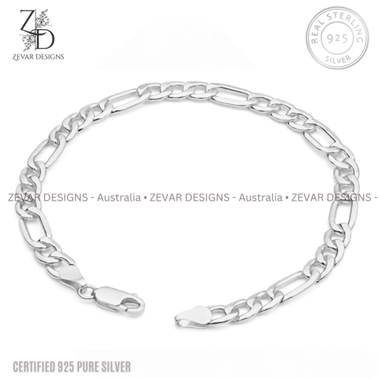 Zevar Designs 925 Silver mens-bracelets Sterling Silver Men’s Figaro Bracelet