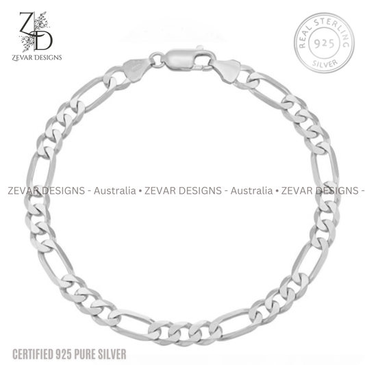 Zevar Designs 925 Silver mens-bracelets Sterling Silver Men’s Figaro Bracelet