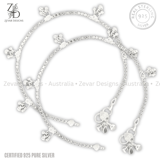 Zevar Designs 925 Silver women-anklets 925 Sterling Silver Anklet - Pair