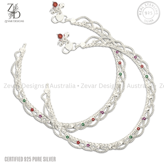 Zevar Designs 925 Silver women-anklets 925 Sterling Silver Anklet - Pair