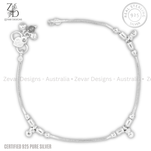 Zevar Designs 925 Silver women-anklets 925 Sterling Silver Anklet - Single