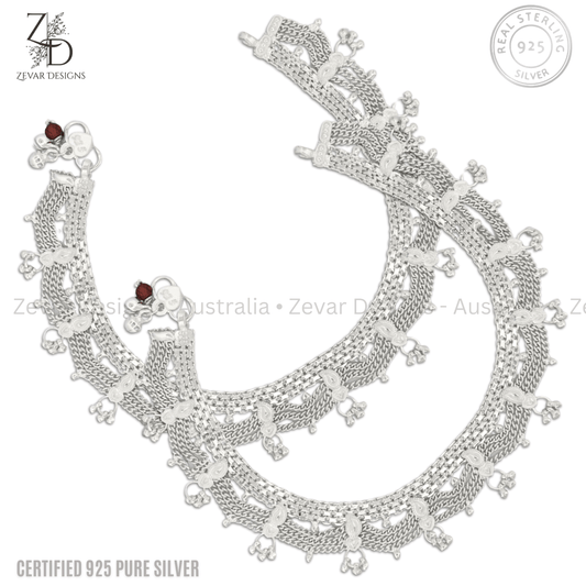 Zevar Designs 925 Silver women-anklets 925 Sterling Silver Anklets - Pair