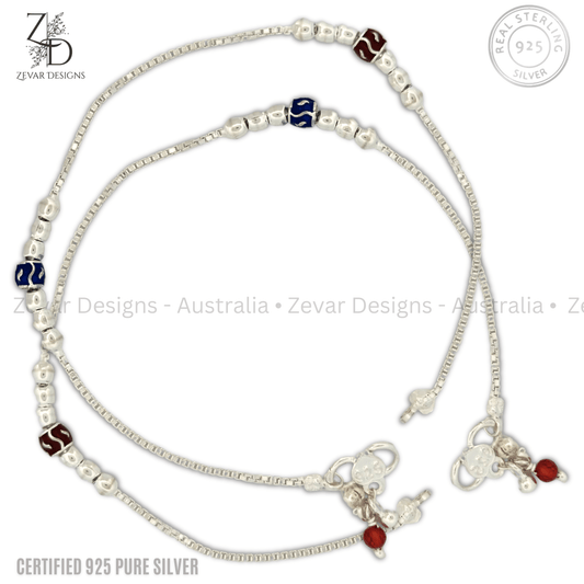 Zevar Designs 925 Silver women-anklets 925 Sterling Silver Anklets- Pair