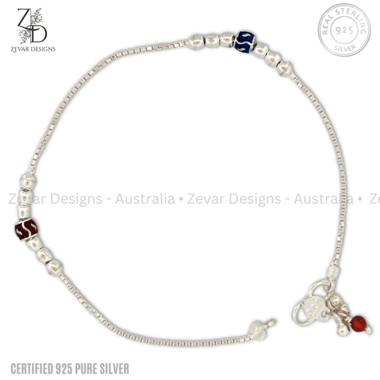 Zevar Designs 925 Silver women-anklets 925 Sterling Silver Anklets- Pair