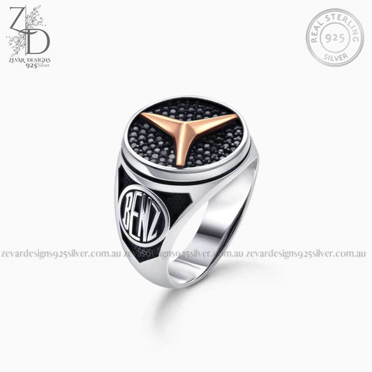Zevar Designs 925 Silver men-rings Mercedes Ring