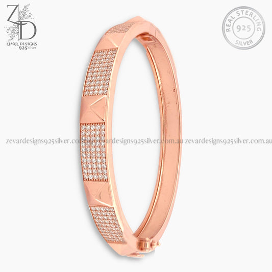 Zevar Designs 925 Silver mens-bracelets AD Bracelet - Rose Gold