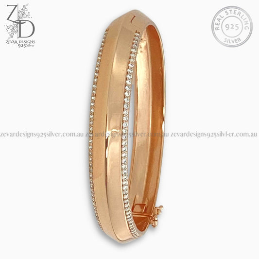 Zevar Designs 925 Silver mens-bracelets AD Sikhi Kada - Rose Gold