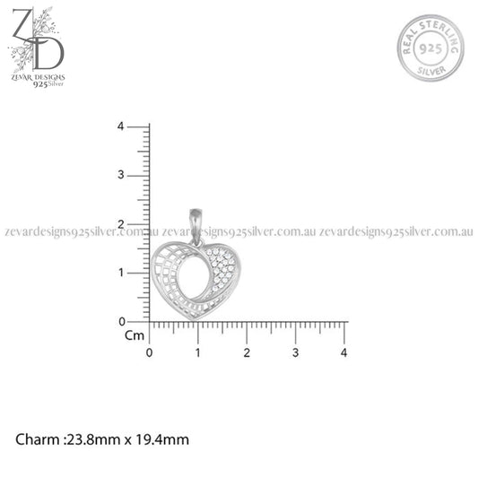 Zevar Designs 925 Silver Necklaces-Pendants AD Heart Pendant With Chain