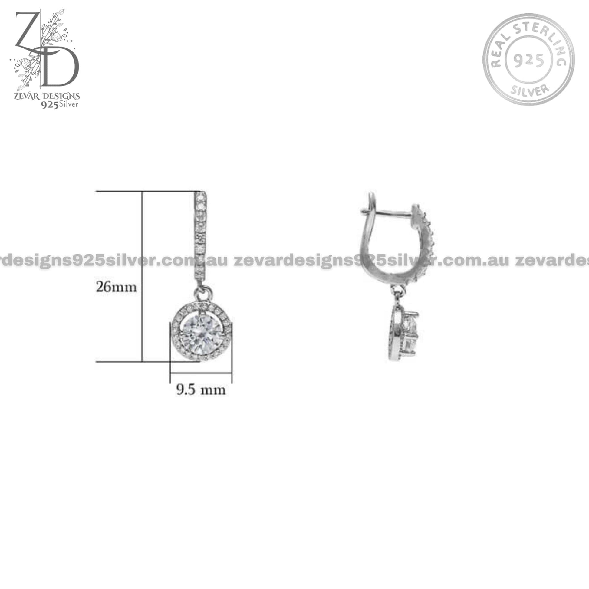 Zevar Designs 925 Silver Necklaces-Pendants AD Pendant Set With Earrings