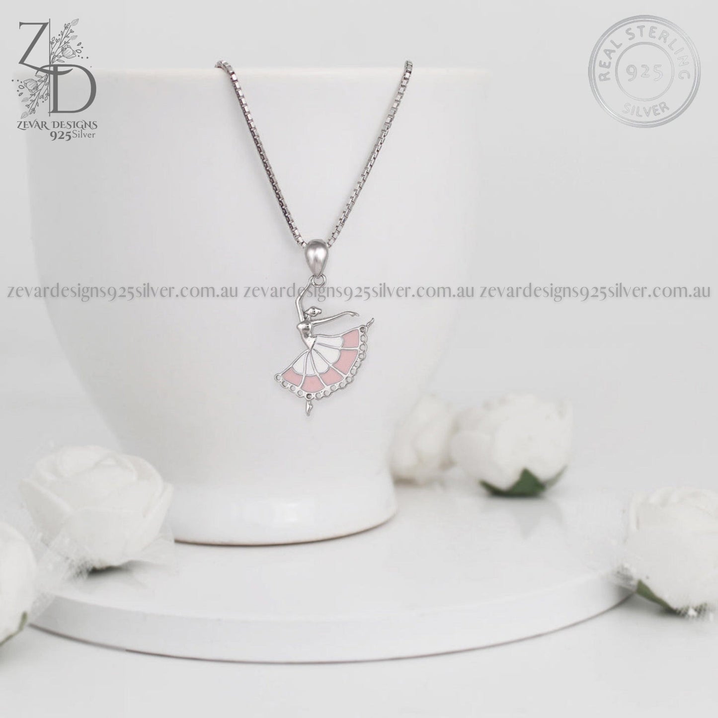 Zevar Designs 925 Silver Necklaces-Pendants Dancing Girl Pendant with Chain