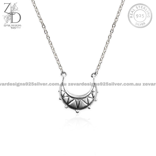 Zevar Designs 925 Silver Necklaces-Pendants Moon Pendant with Chain