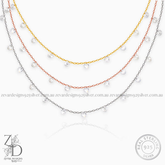Zevar Designs 925 Silver Necklaces-Pendants Multi Layer Chain