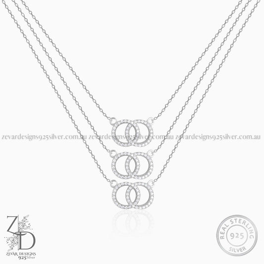 Zevar Designs 925 Silver Necklaces-Pendants Triple Layer Chain