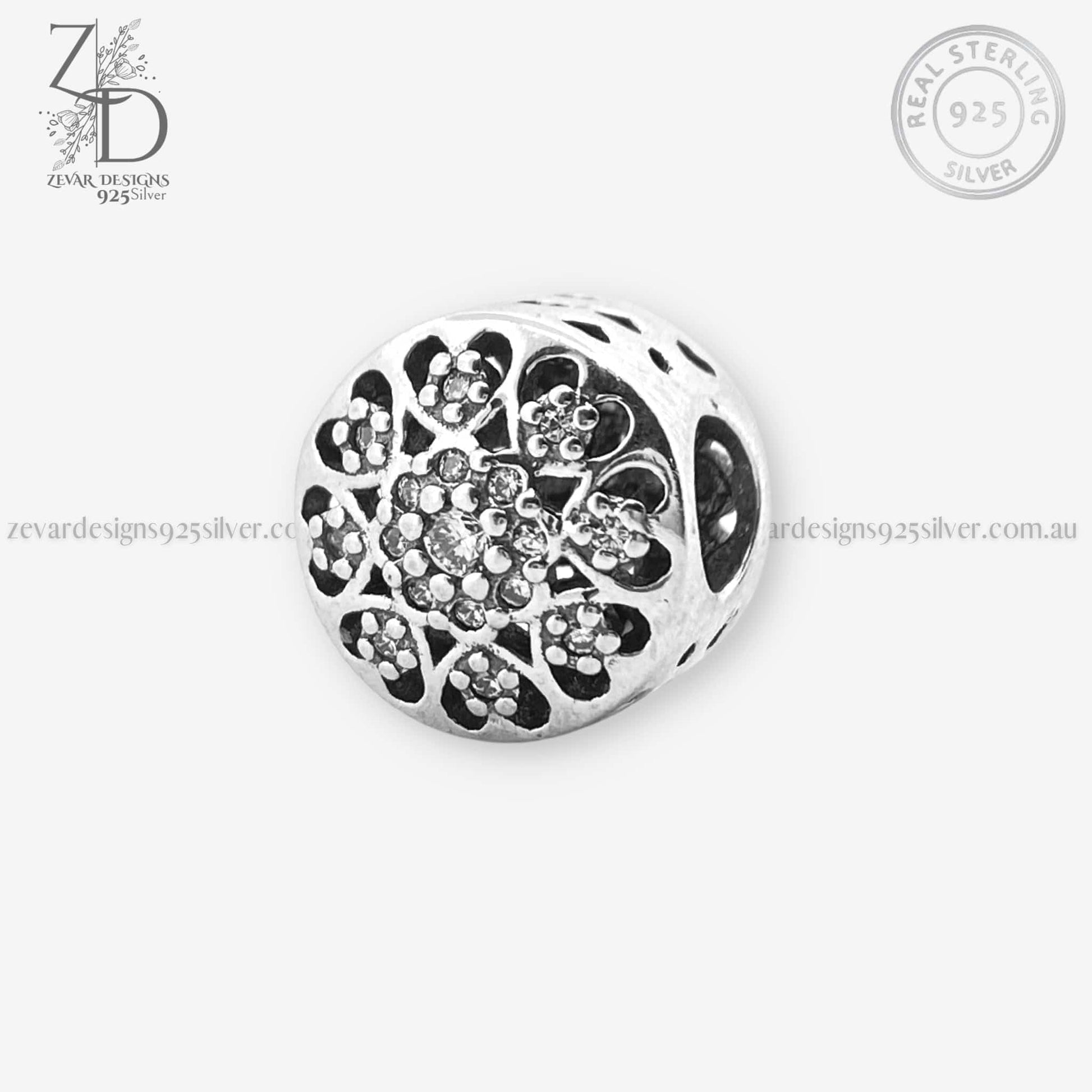 Zevar Designs 925 Silver pandora 925 Silver Zircon Heart Charm