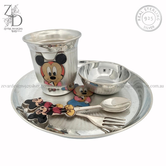 Zevar Designs 925 Silver utensil-sets Sterling Silver (925) Baby Silver Utensil Set - Micky Mouse