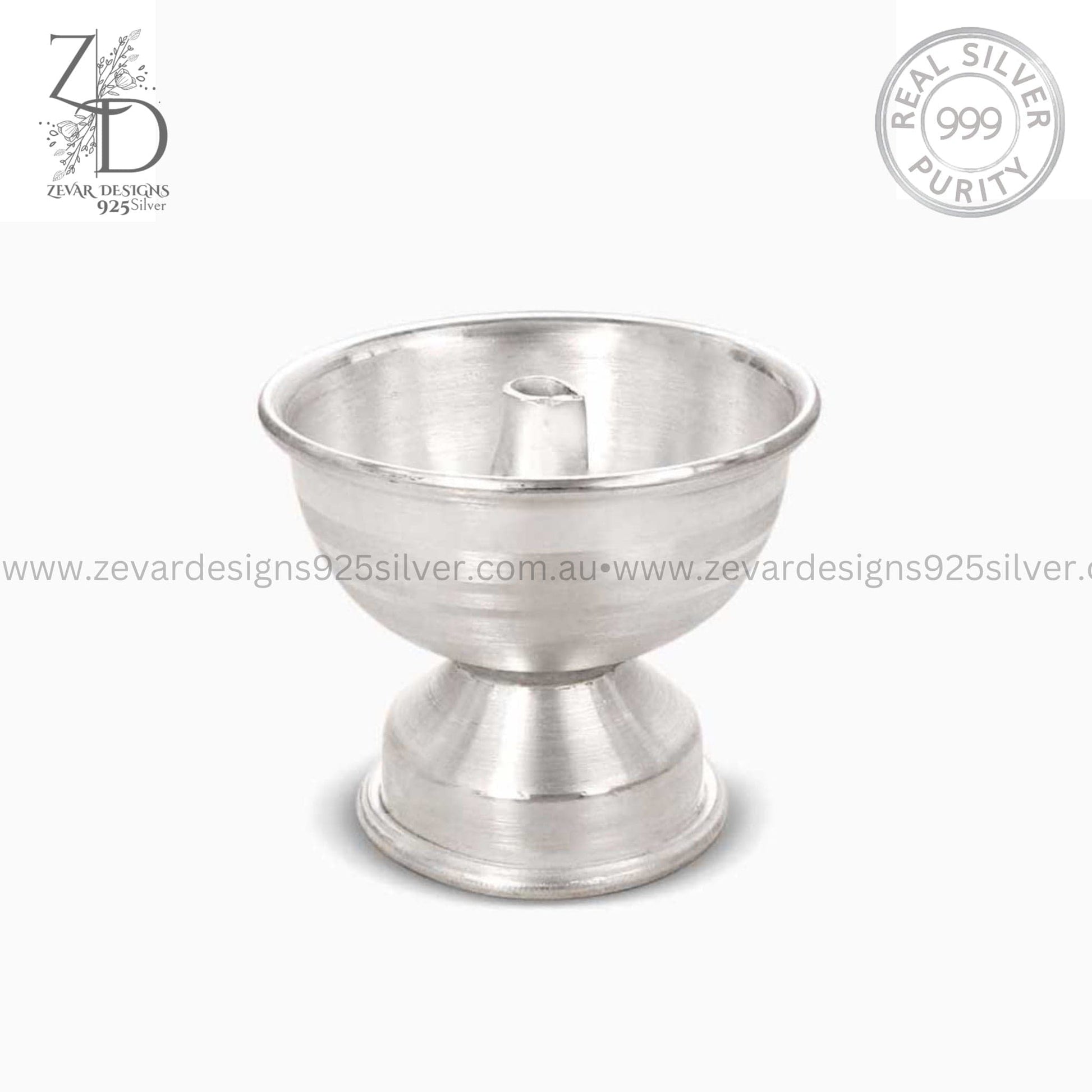 Zevar Designs 925 Silver utensil Silver Pooja Diya / Lamp - 999 Pure Silver