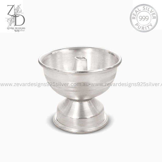 Zevar Designs 925 Silver utensil Silver Pooja Diya / Lamp - 999 Pure Silver