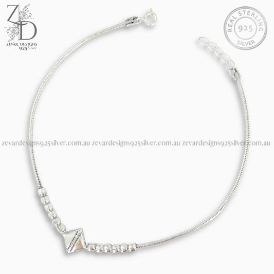Zevar Designs 925 Silver women-anklets Silver Bead Anklets