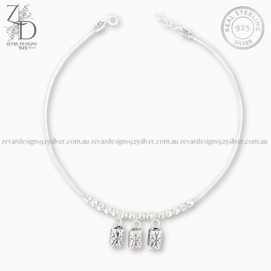 Zevar Designs 925 Silver women-anklets Silver Bead Anklets