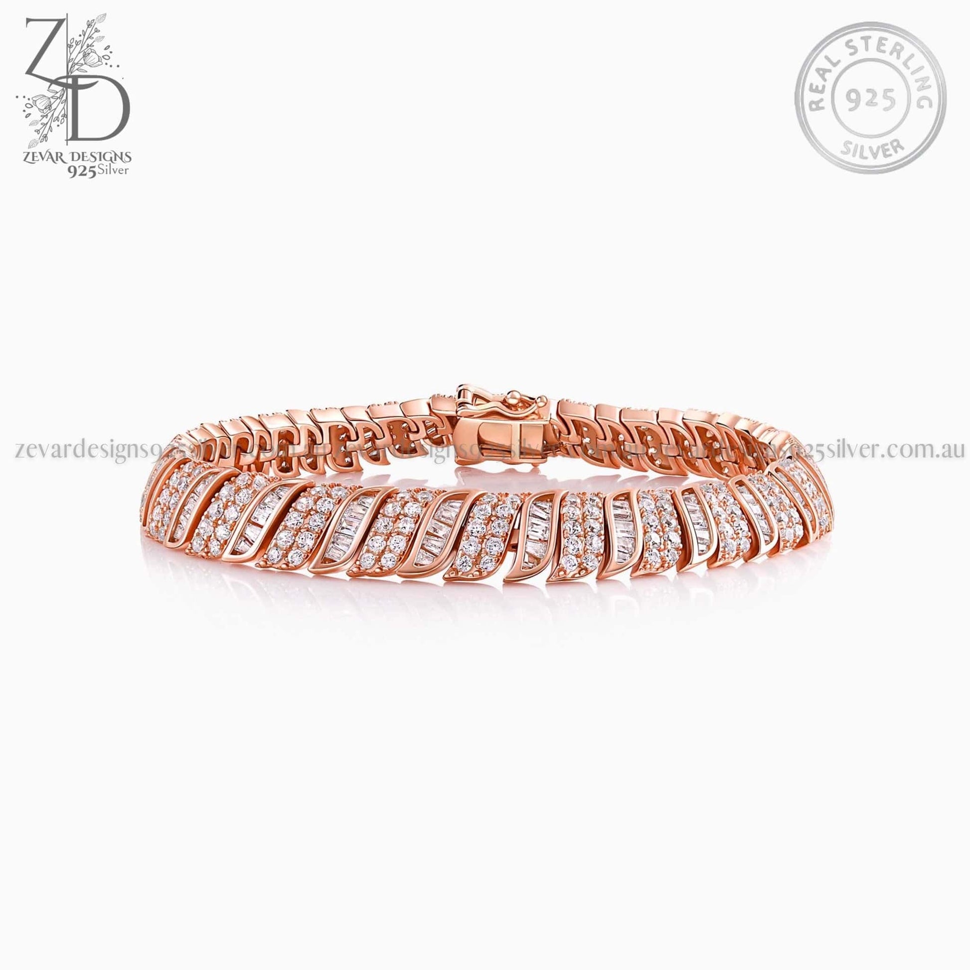 Zevar Designs 925 Silver women-bracelets AD Bracelet in Rosegold