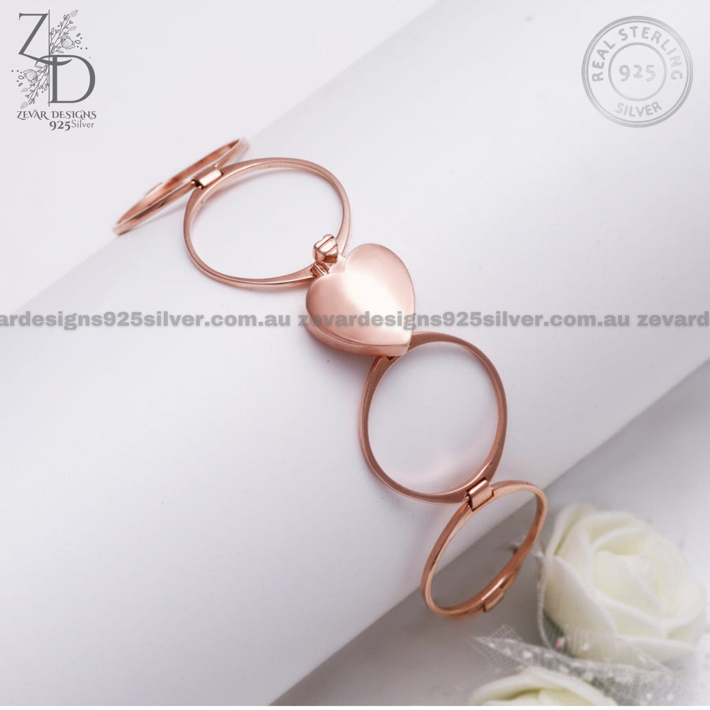 Zevar Designs 925 Silver women-bracelets Bracelet cum Stackable Ring - Rosegold