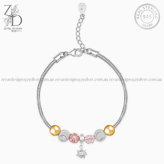 Zevar Designs 925 Silver women-bracelets Charm Bracelet - Dual Finish
