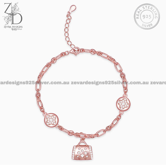 Zevar Designs 925 Silver women-bracelets Charm Bracelet in Rosegold