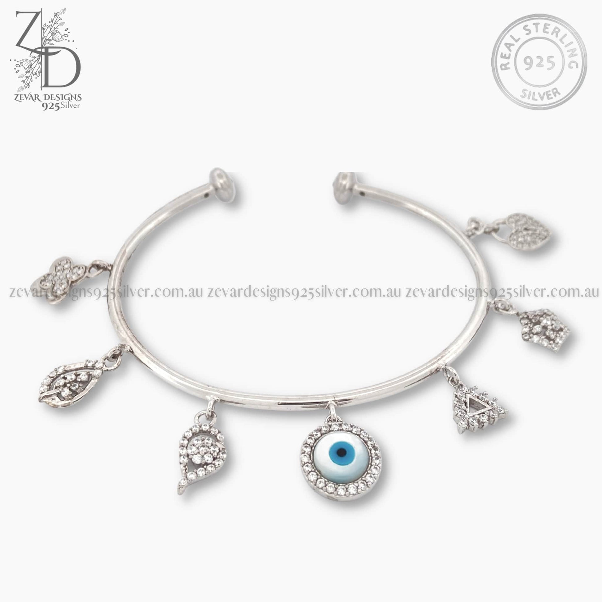 Zevar Designs 925 Silver women-bracelets Evil Eye Charm Bracelet