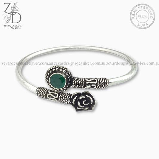 Zevar Designs 925 Silver women-bracelets Oxidized Bracelet - Emerald