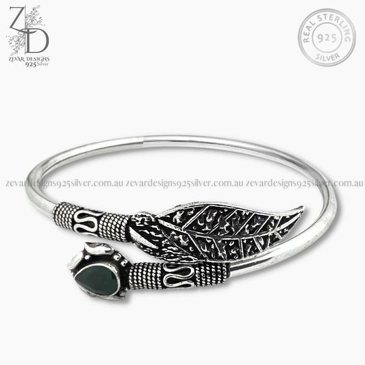 Zevar Designs 925 Silver women-bracelets Oxidized Bracelet - Emerald