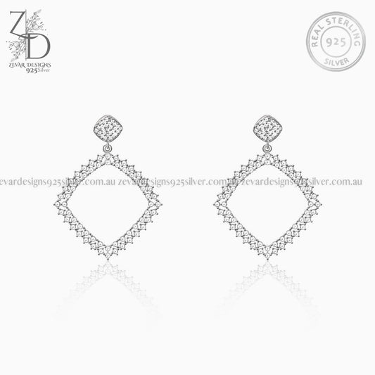 Zevar Designs 925 Silver women-earrings 925 Silver Square Hanging Earrings