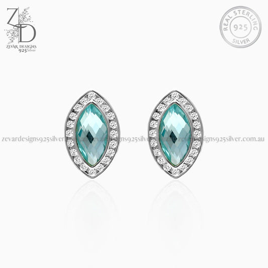 Zevar Designs 925 Silver women-earrings Aquamarine Studs