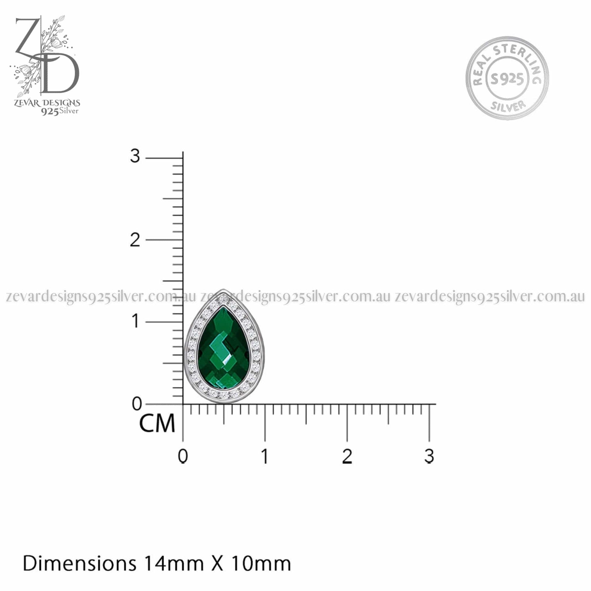 Zevar Designs 925 Silver women-earrings Emerald Studs