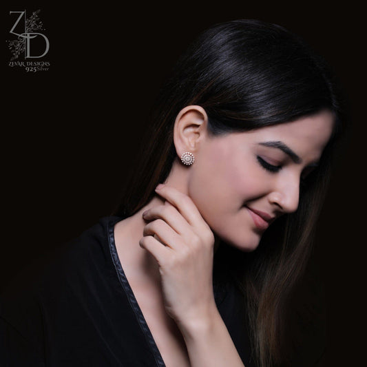 Zevar Designs 925 Silver women-earrings Nakshatra Stud Earrings