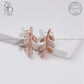 Zevar Designs 925 Silver women-earrings Silver Zircon Leaf Earrings in Rose Gold Finish