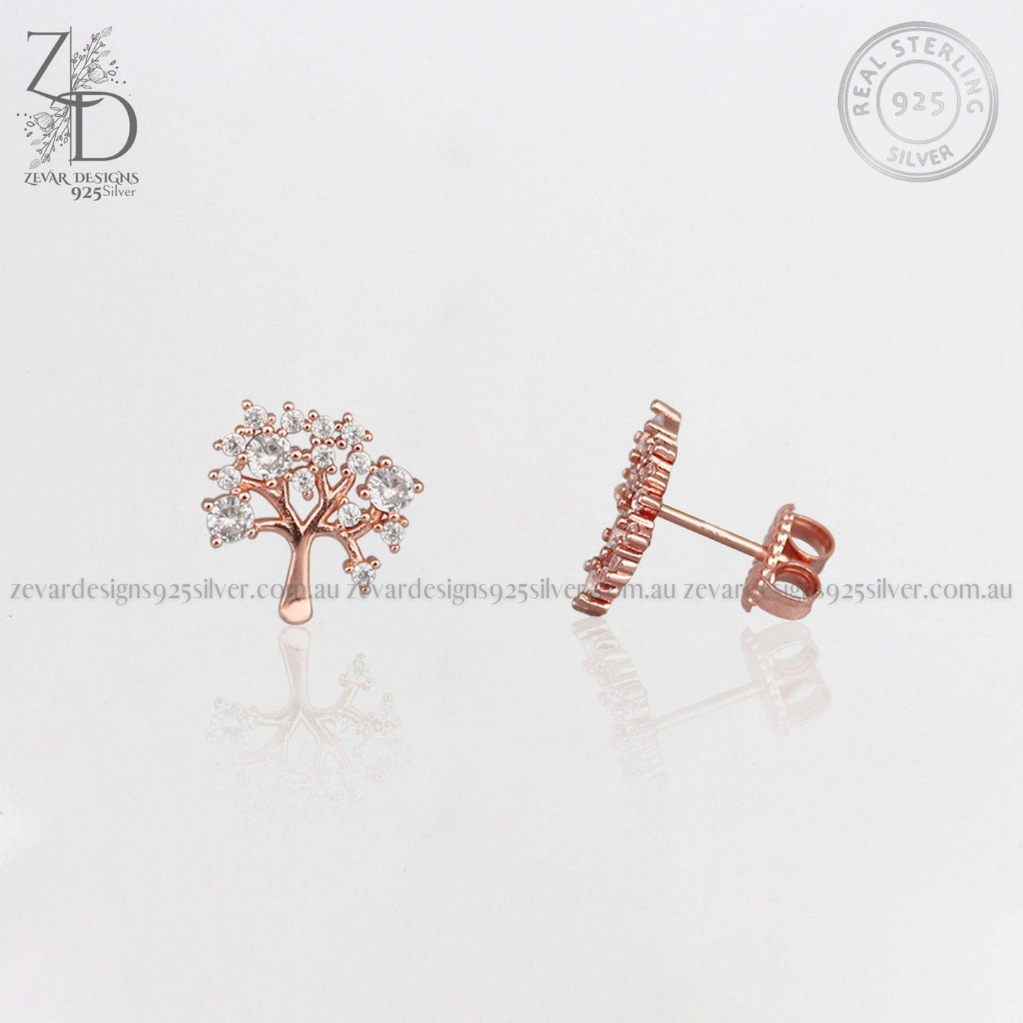 Zevar Designs 925 Silver women-earrings Stud Earrings - Rose Gold