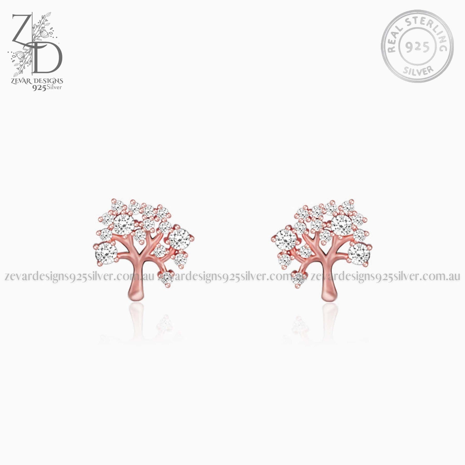 Zevar Designs 925 Silver women-earrings Stud Earrings - Rose Gold