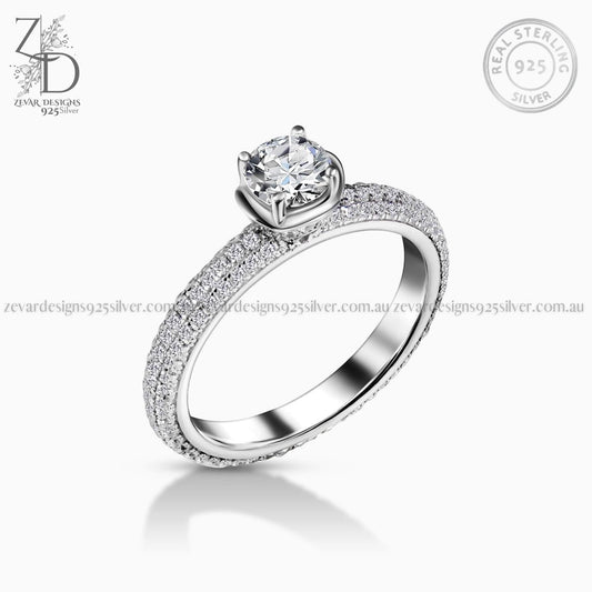 Zevar Designs 925 Silver women-rings 925 Silver Zircon Classic Ring
