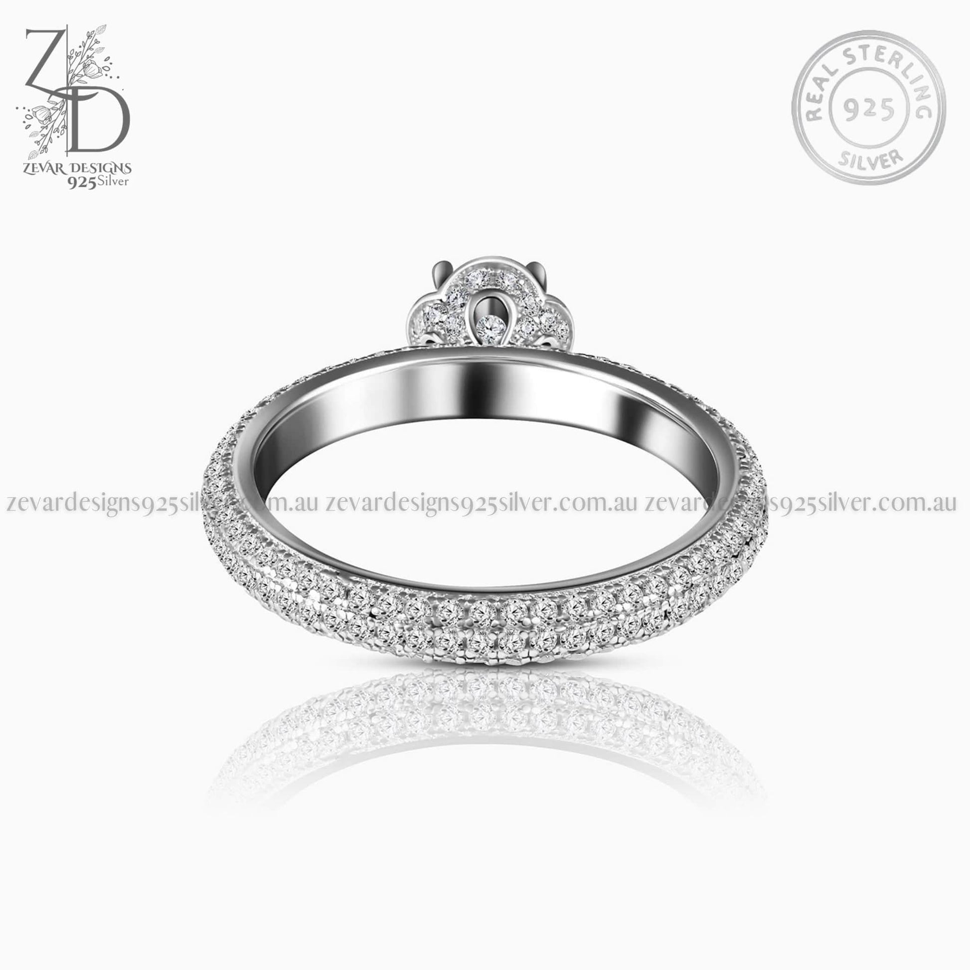 Zevar Designs 925 Silver women-rings 925 Silver Zircon Classic Ring