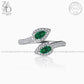 Zevar Designs 925 Silver women-rings AD Emerald Ring - Front Open