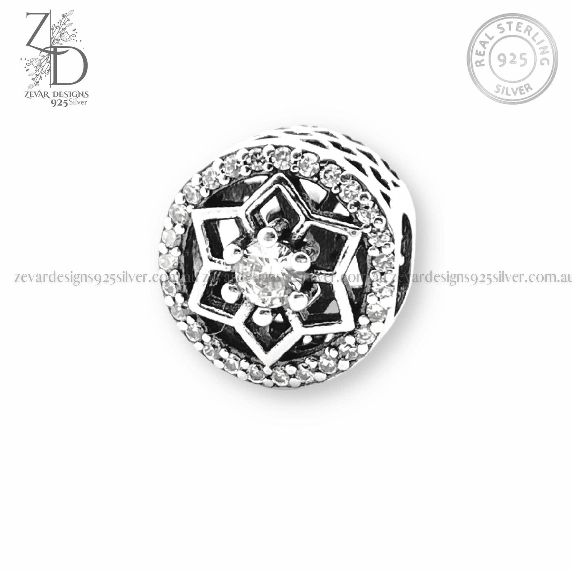 Zevar Designs 925 Silver women-rings AD Flower Charm
