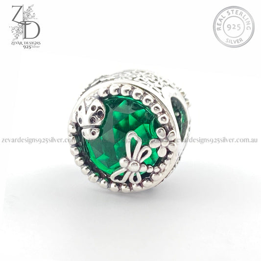 Zevar Designs 925 Silver women-rings AD Flower Charm - Green