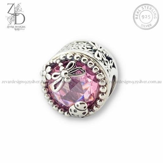 Zevar Designs 925 Silver women-rings AD Flower Charm - Pink