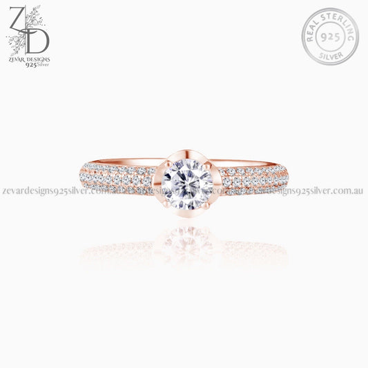 Zevar Designs 925 Silver women-rings AD Ring Rose Gold