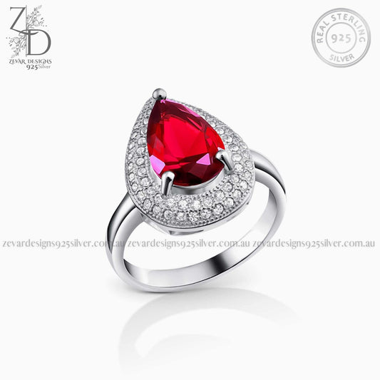 Zevar Designs 925 Silver women-rings AD Ruby Ring