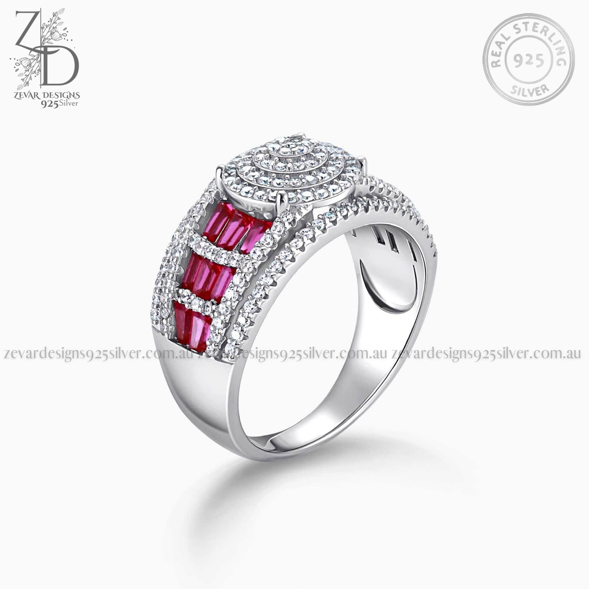 Zevar Designs 925 Silver women-rings AD Ruby Ring