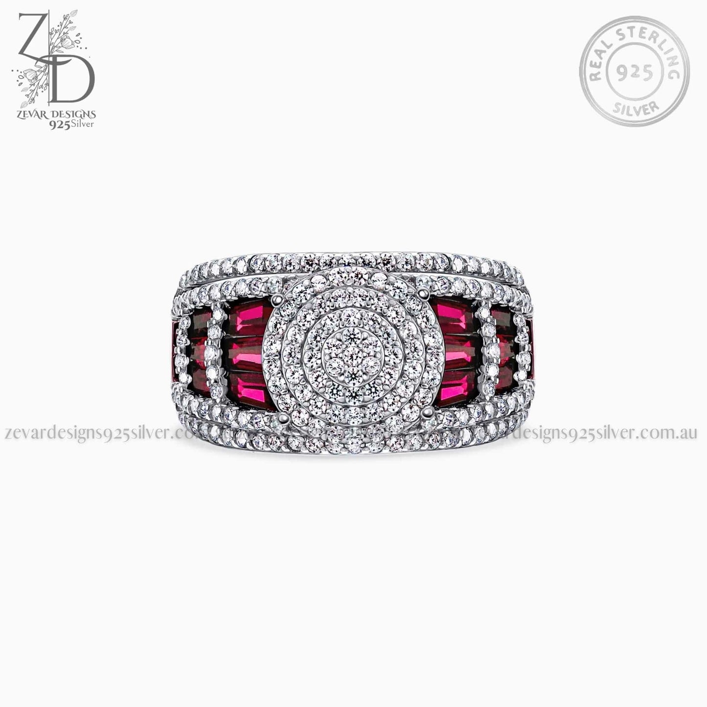 Zevar Designs 925 Silver women-rings AD Ruby Ring