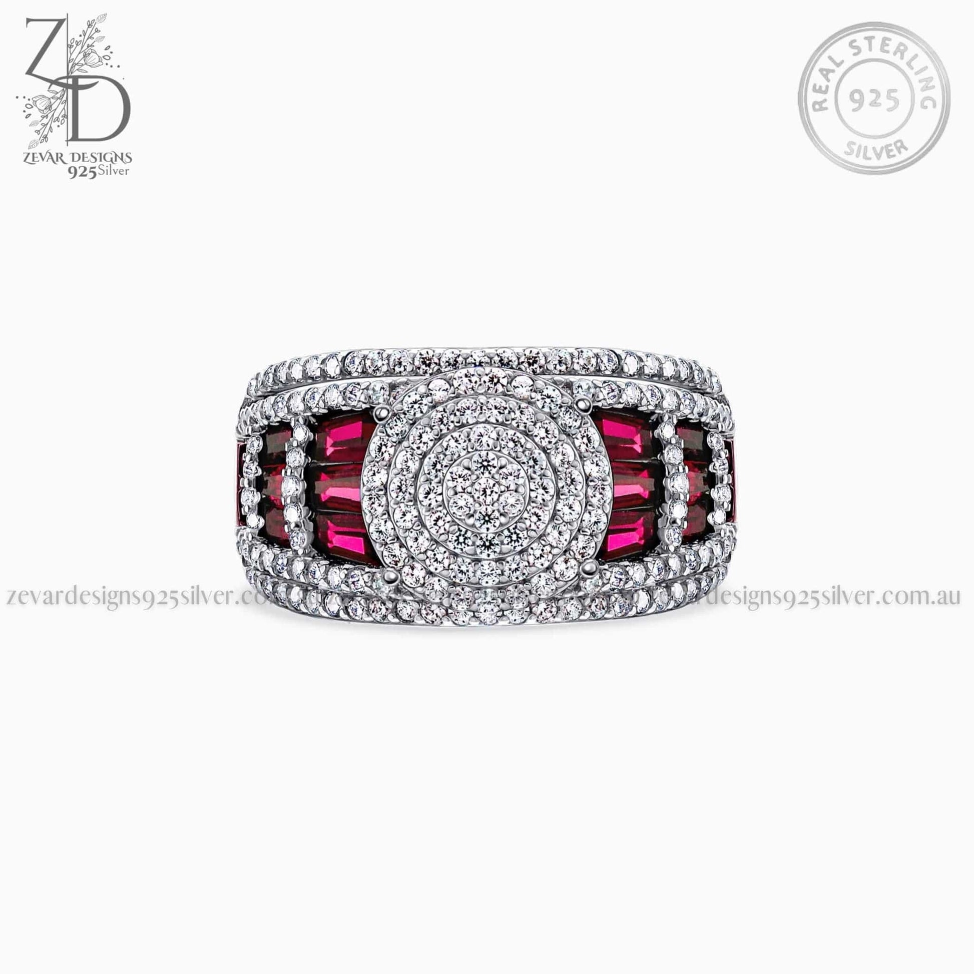 Zevar Designs 925 Silver women-rings AD Ruby Ring